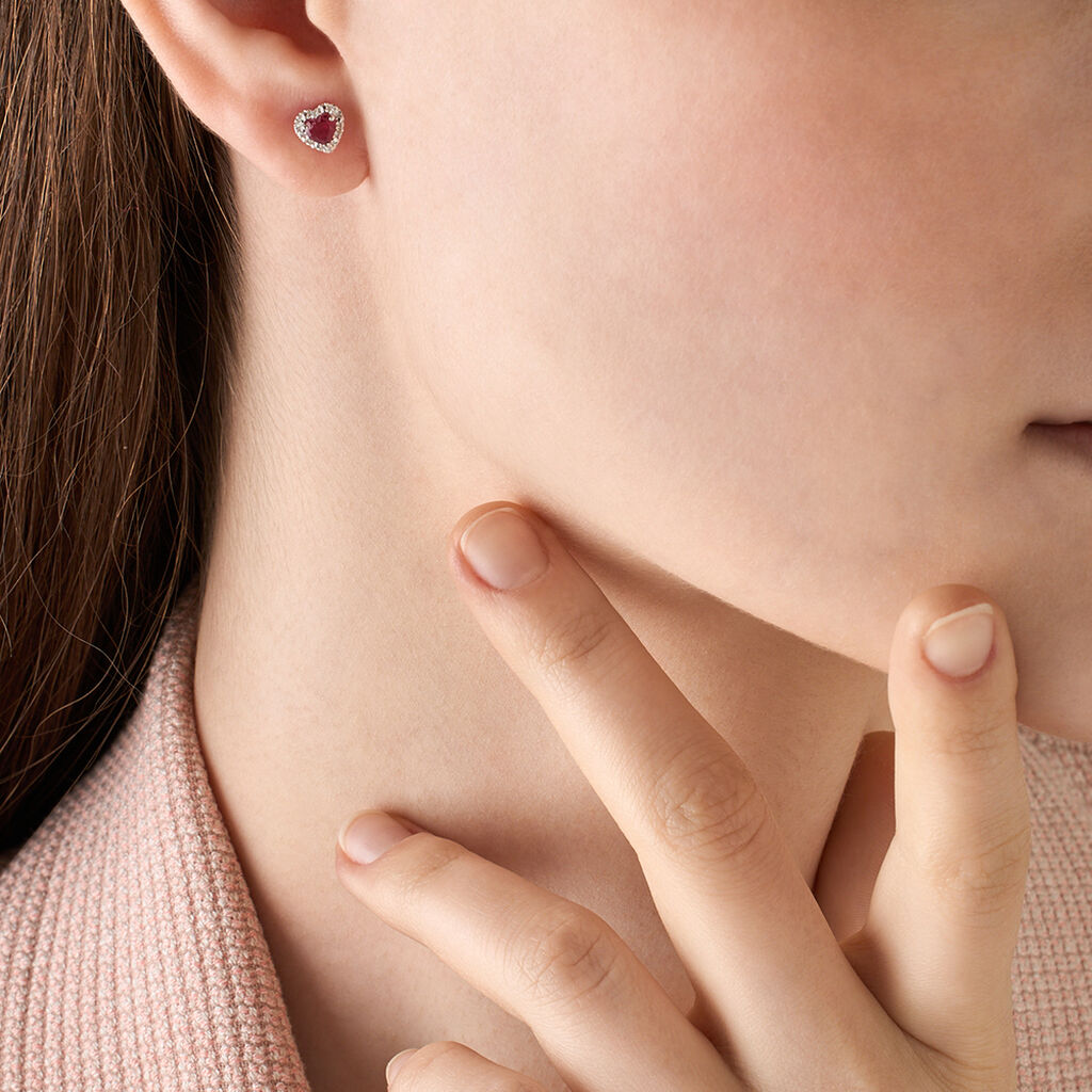 Cercei din argint 925 rodiat cu inimi ciclame Cercei Lasardo Gioielli