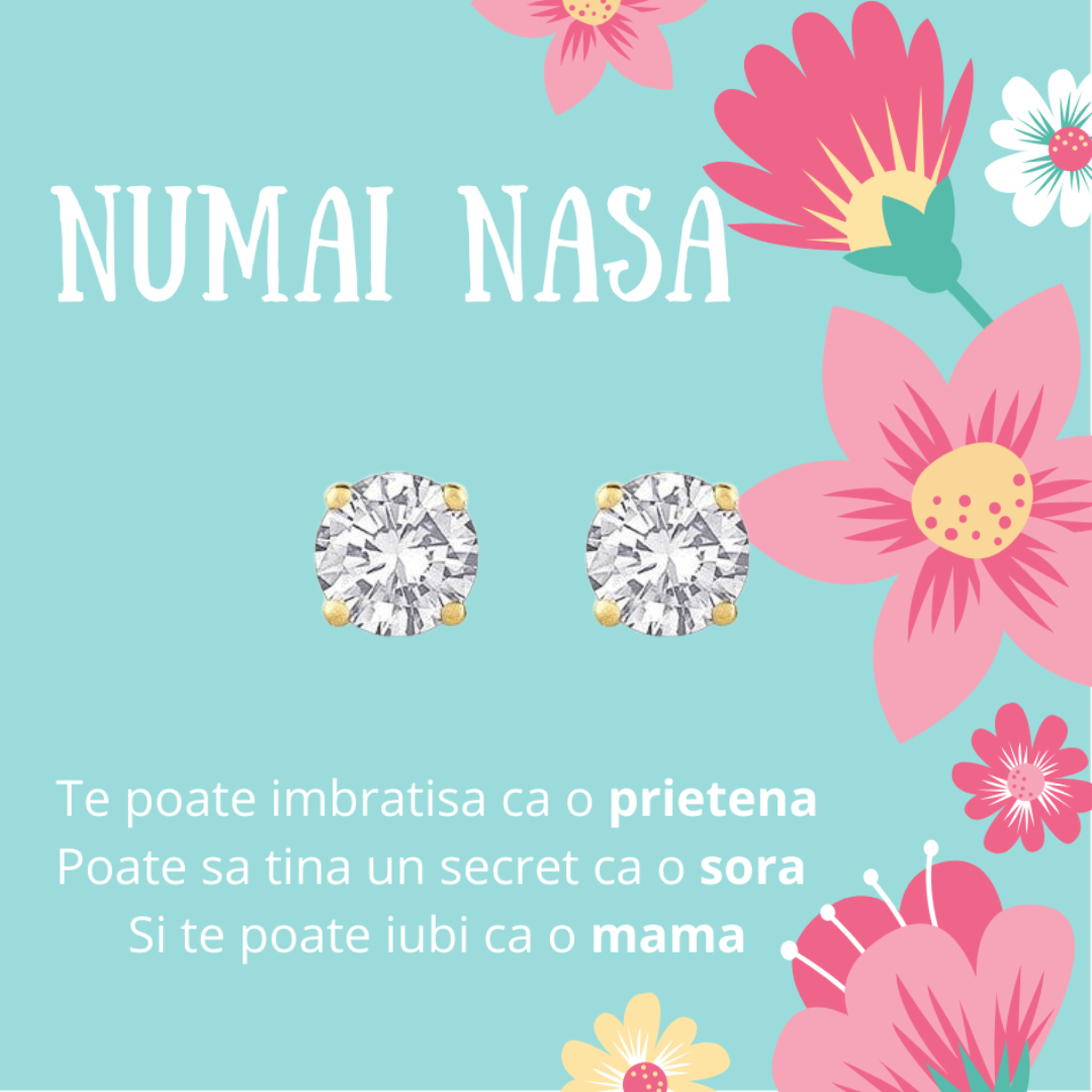 cercei argint rodiat auriu cu diamant cz