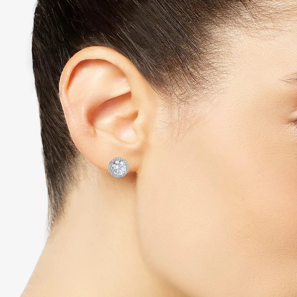 Cercei din argint 925 rodiat cu diamante CZ taietura Checker Cercei Lasardo Gioielli