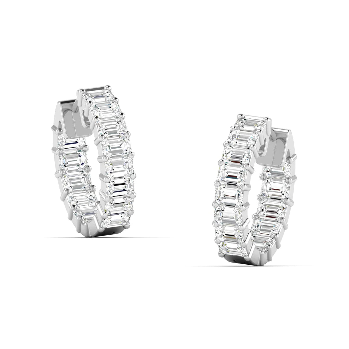 Cercei din argint 925 rodiat cu diamante CZ albe Baguette Cut Cercei Lasardo Gioielli