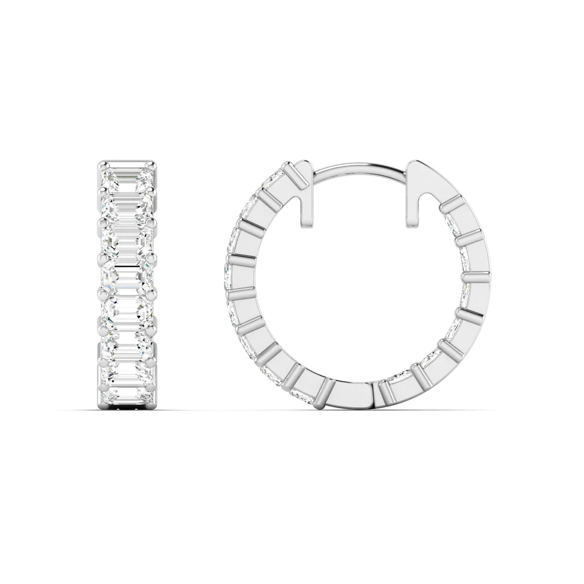 Cercei din argint 925 rodiat cu diamante CZ albe Baguette Cut Cercei Lasardo Gioielli