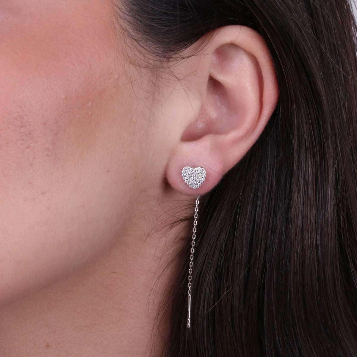 Cercei din argint 925 rodiat cu inima Cercei Lasardo Gioielli