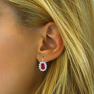 Cercei din argint 925 rodiat cu rubin si diamante CZ Cercei Lasardo Gioielli