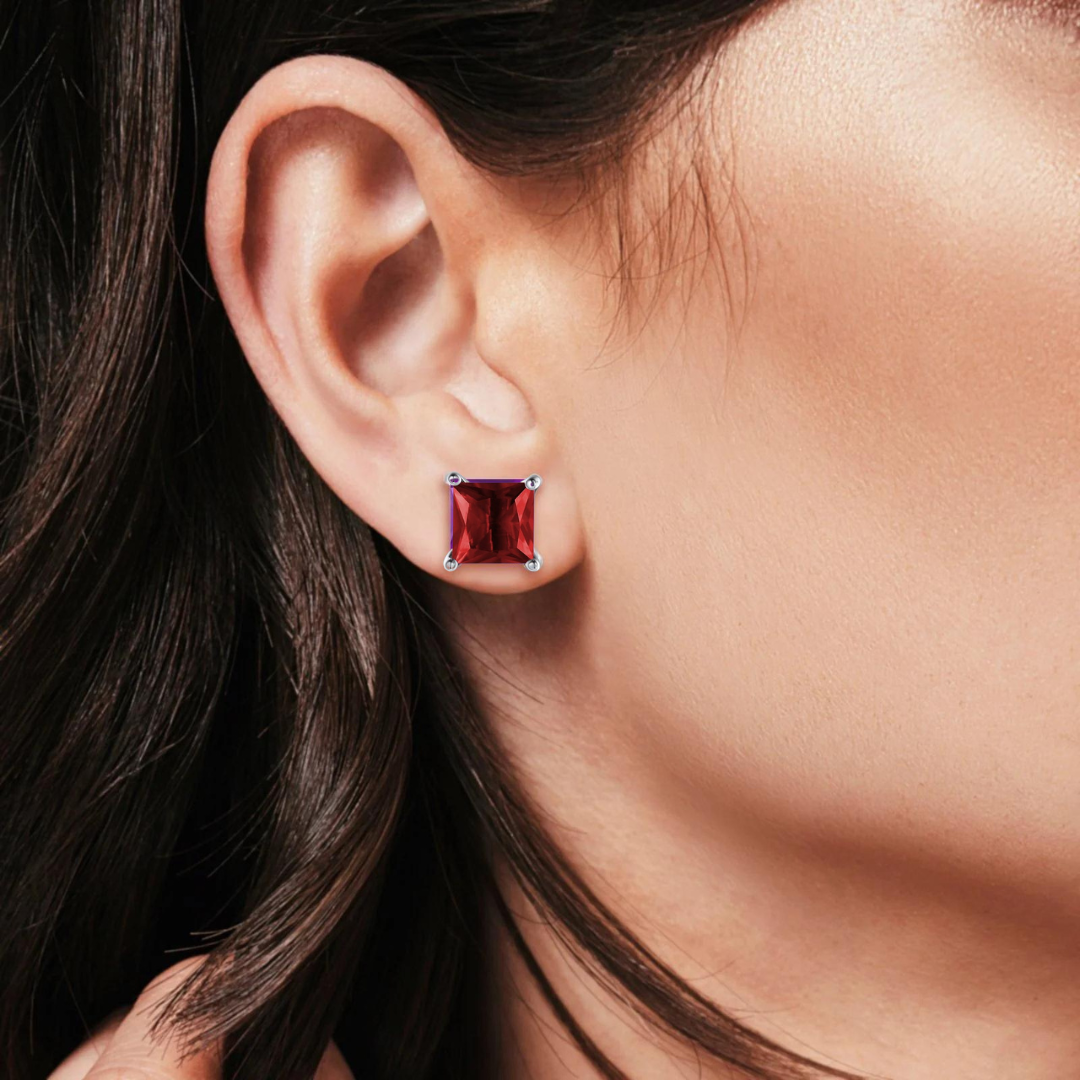 Cercei din argint 925 rodiat cu rubin CZ Cercei Lasardo Gioielli