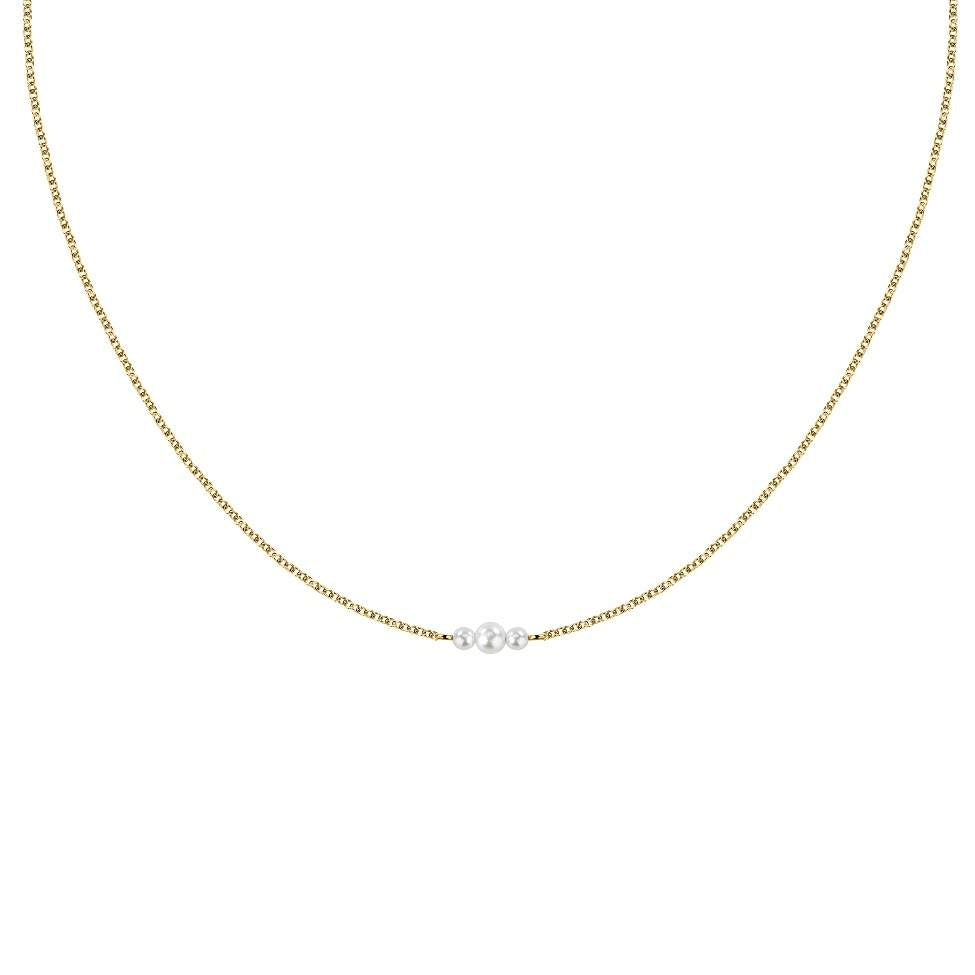 Colier din argint 925 rodiat auriu cu perle de cultura asimetrice, colectia Emily in Paris La Petite Story