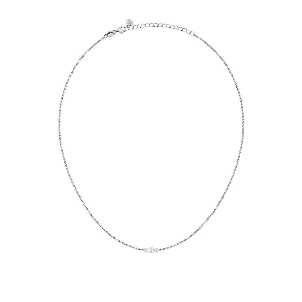 Colier din argint 925 rodiat auriu cu perle de cultura asimetrice, colectia Emily in Paris La Petite Story vedere de ansamblu