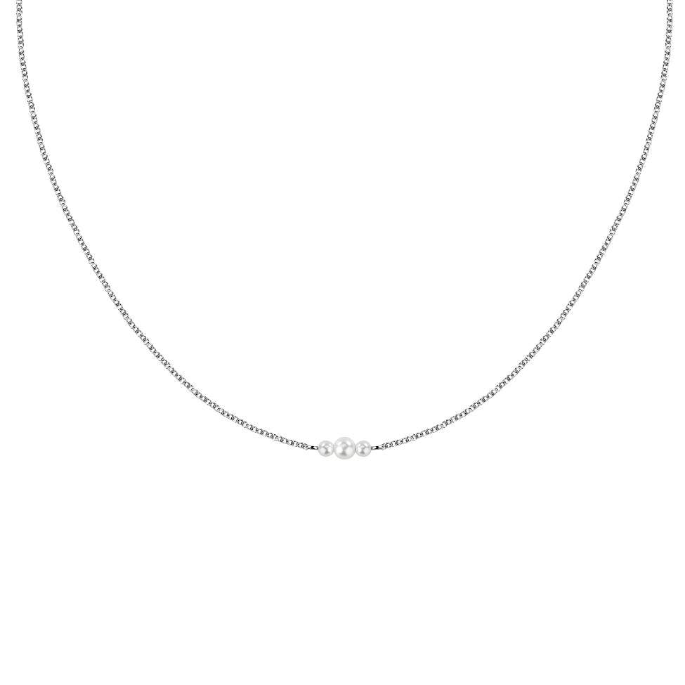 Colier din argint 925 rodiat auriu cu perle de cultura asimetrice, colectia Emily in Paris La Petite Story