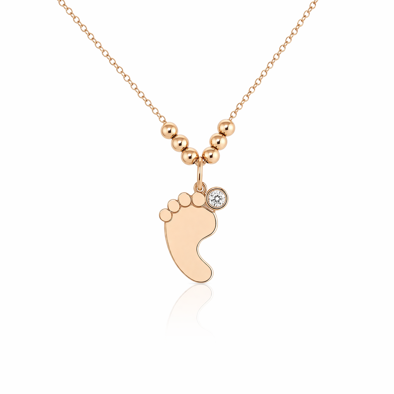 colier din argint 925 rodiat rose gold cu pandantiv piciorus bebe