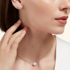 Colier argint 925 rodiat punto luce cu diamant cz purtat la gat