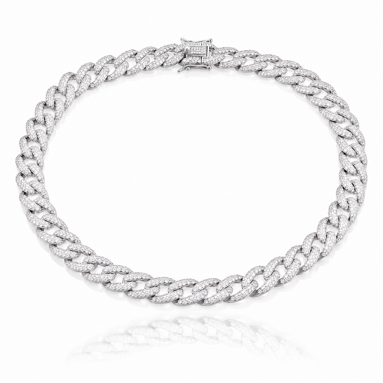 colier tennis groumette din argint 925 rodiat cu diamante cz albe