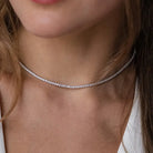 colier tennis din otel inoxidabil cu diamante cz albe 1,5 mm