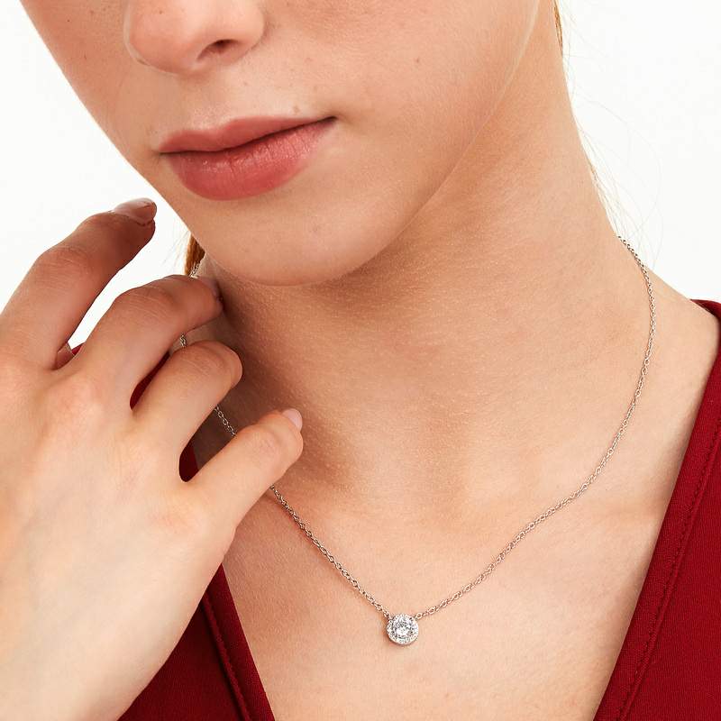 colier argint la petite story cu piatra alba