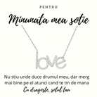 colier argint cu scris love