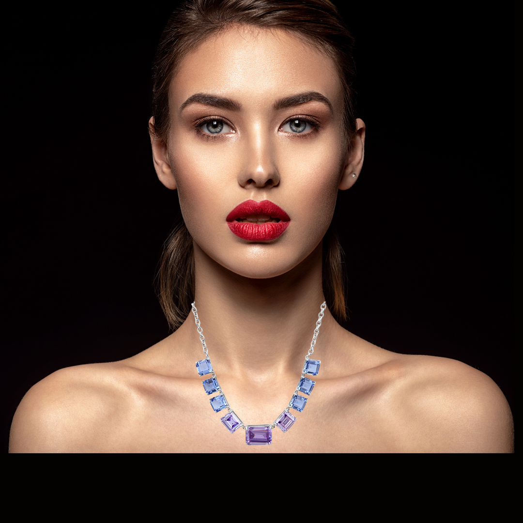 colier argint cu tanzanite