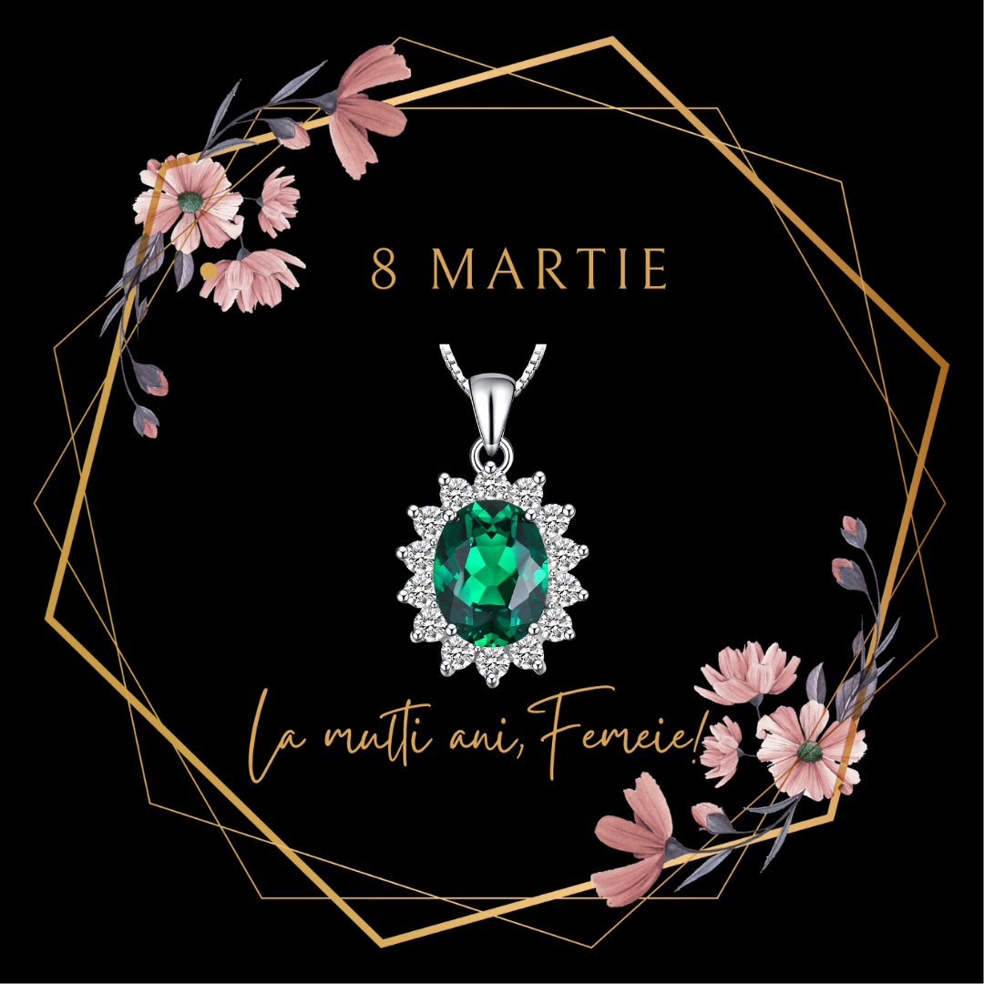 coliier argint smarald 8 martie