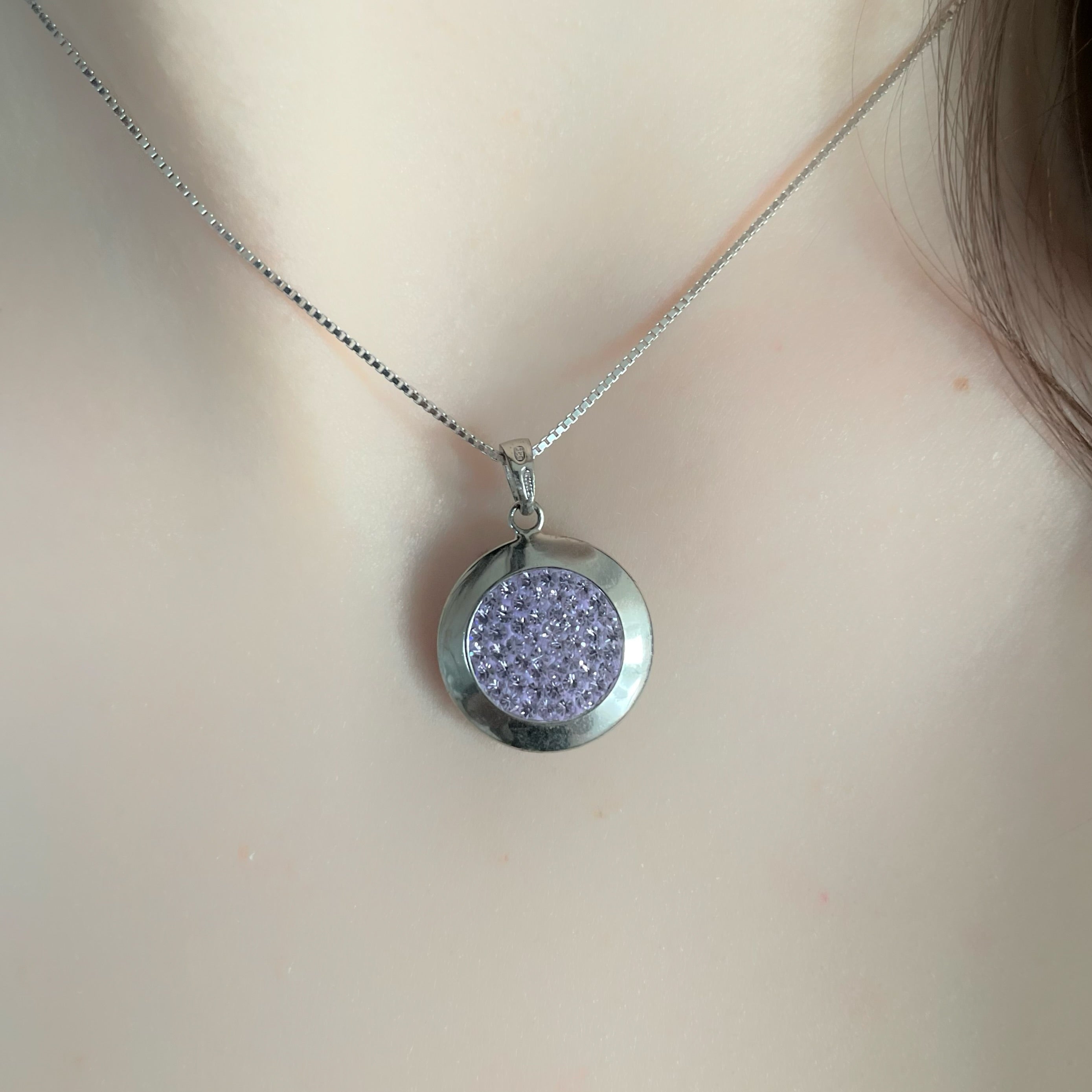 colier argint cu pandantiv pietre mov