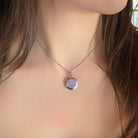 colier argint pandantiv pietre mov