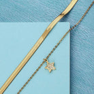 colier dublu auriu herringbone