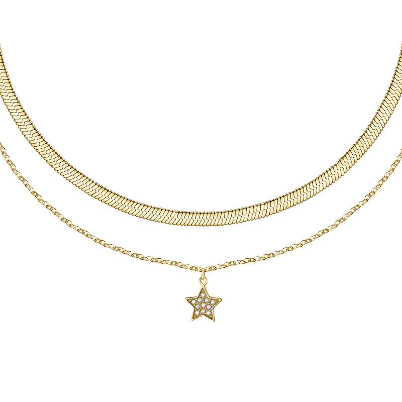 colier dublu auriu herringbone