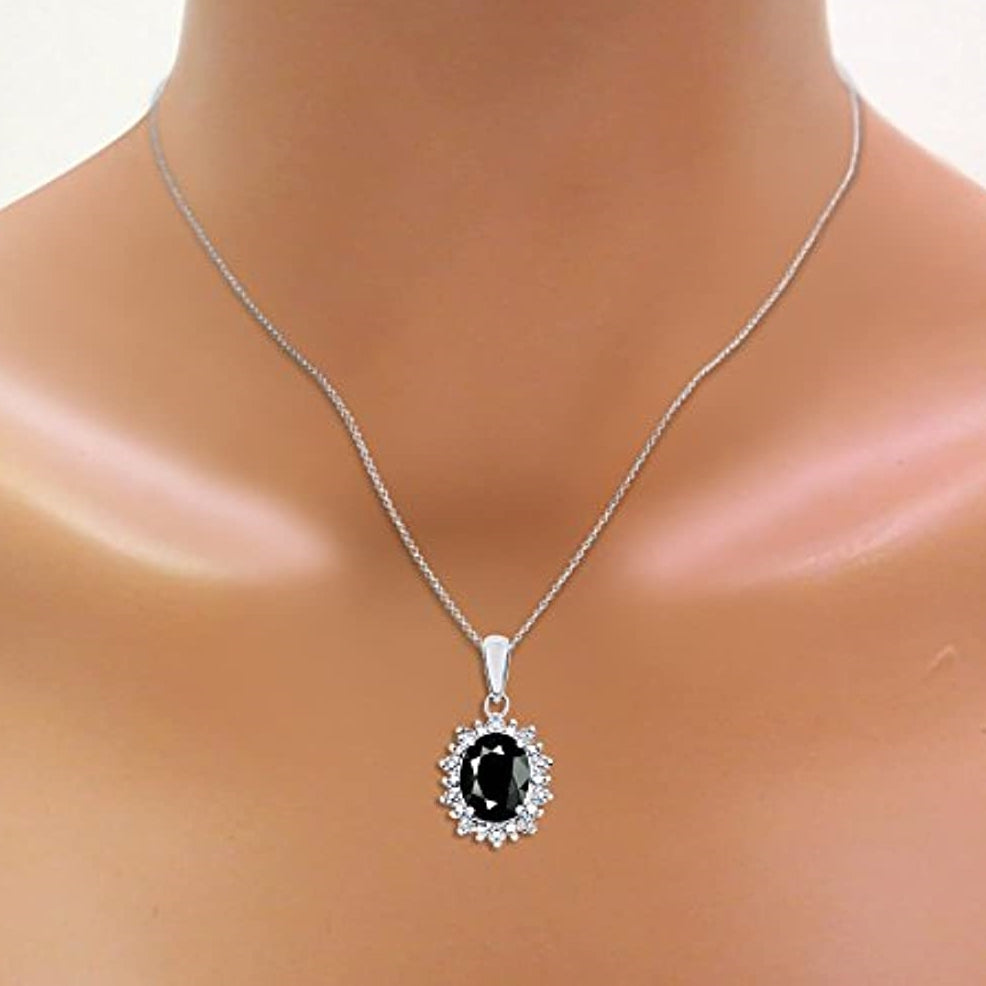 colier argint cu pandantiv negru