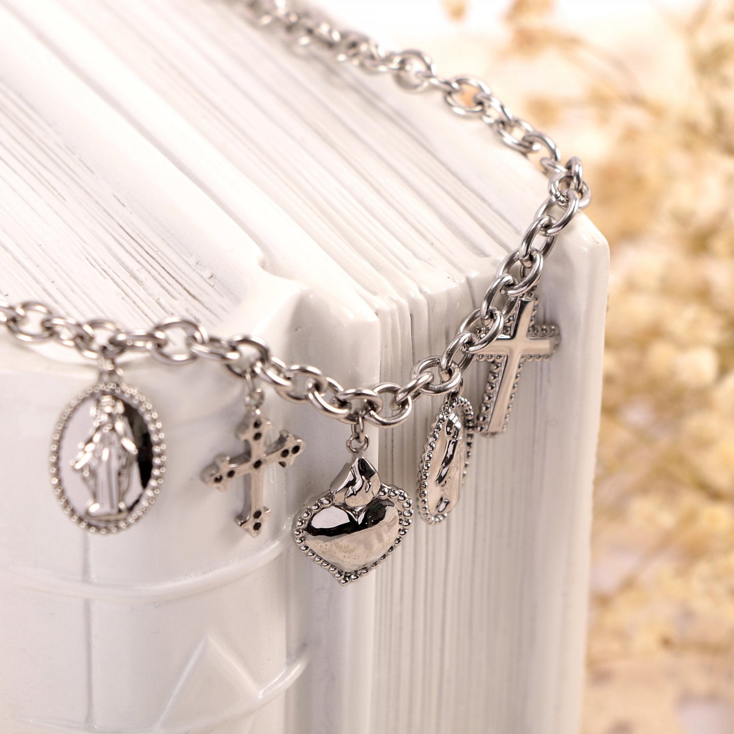 Colier de dama Morellato din otel inoxidabil cu pandantive - Colectia Devotion Colier Lasardo Gioielli