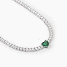 colier tennis cu inima verde