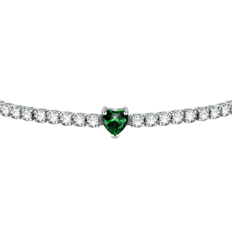 colier tennis cu inima verde