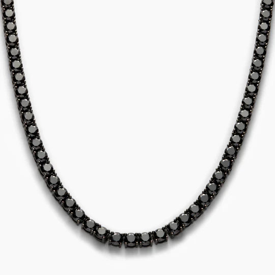colier tennis argint pietre negre 4 mm