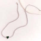 colier tennis cu inima verde