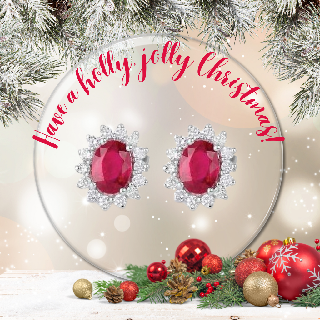 Cercei din argint 925 rodiat mini Kate cu diamante si rubin CZ Cercei Lasardo Gioielli