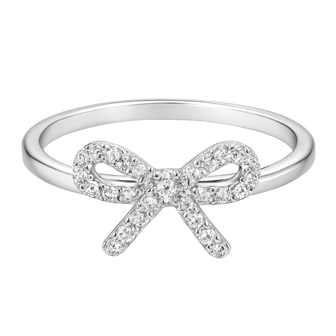 inel din agint 925 rodikat cu fundita