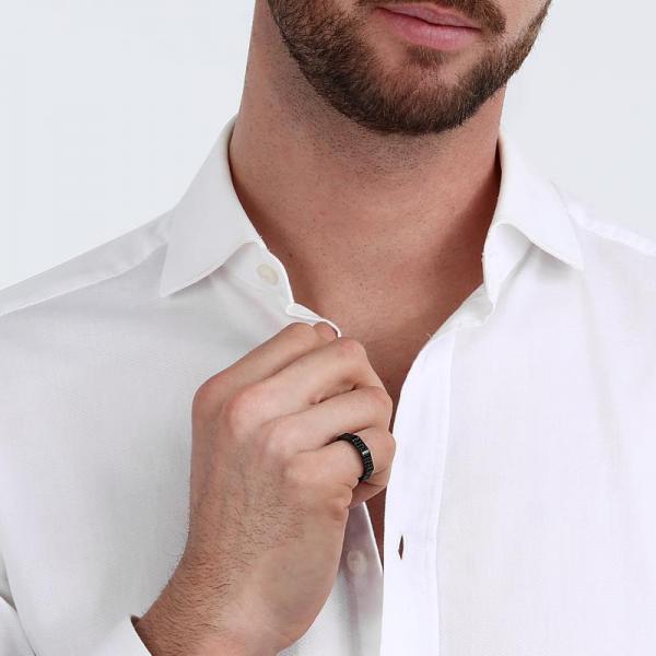 inel barbatesc negru cu diamante