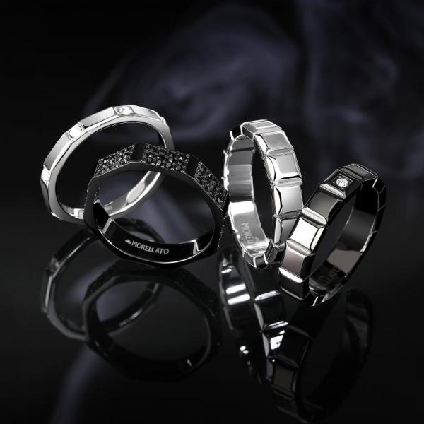 inel barbatesc negru cu diamante