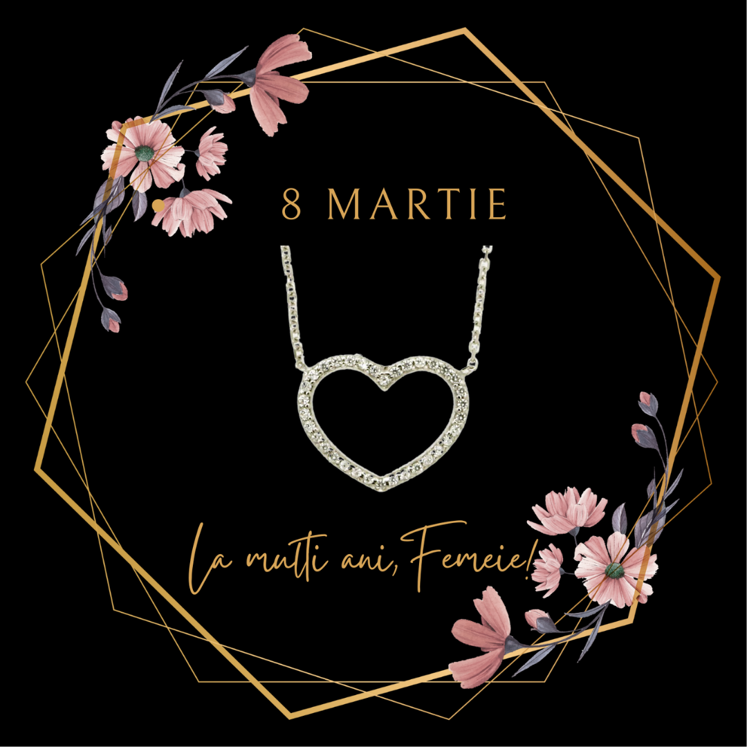 colier argint inima 8 martie