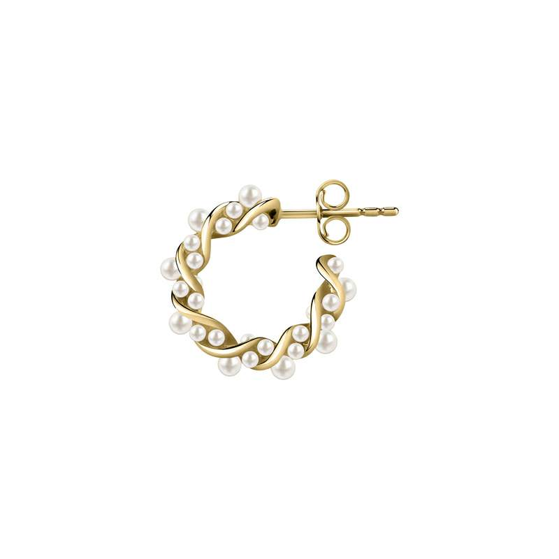 mono cercel auriu cu perle