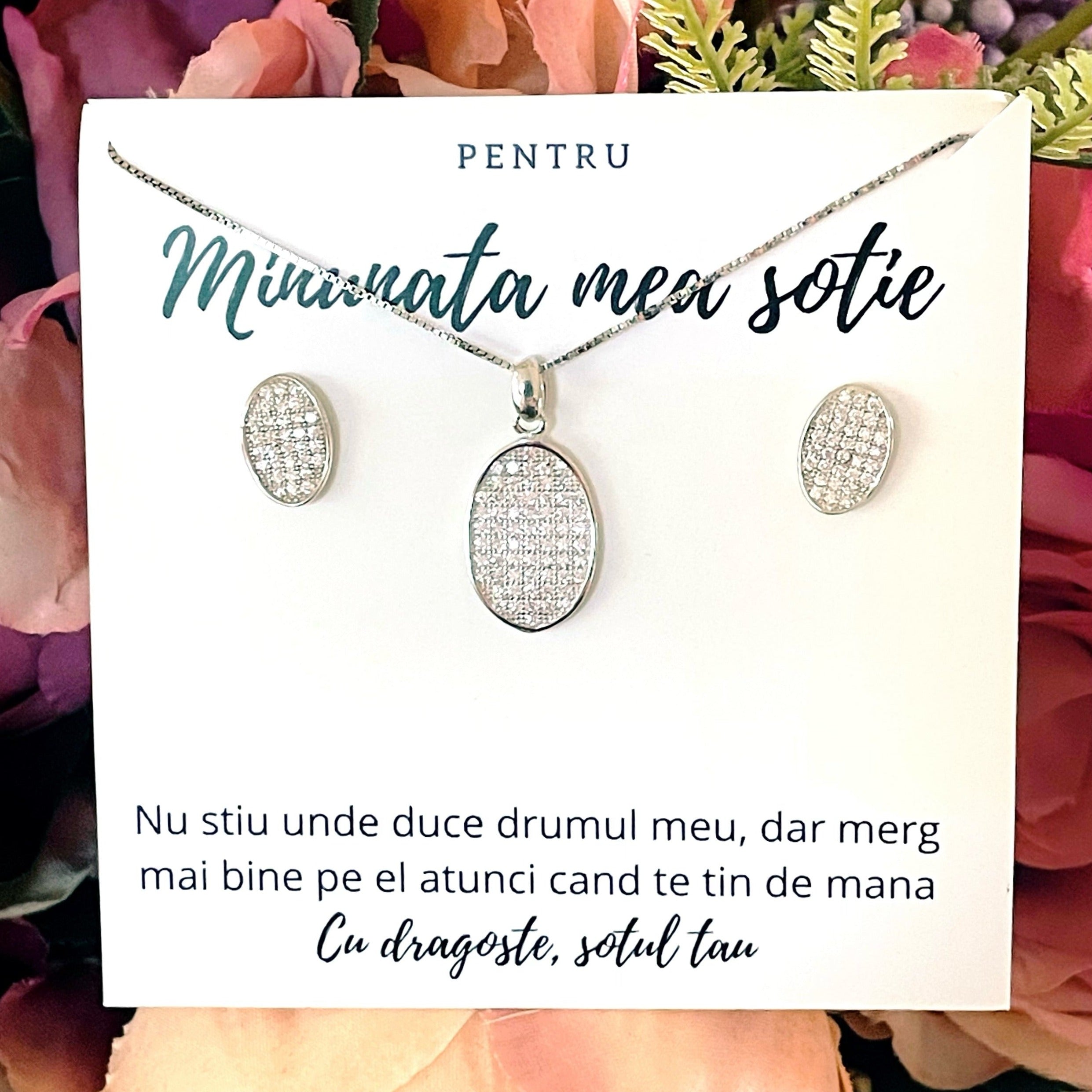 set argint cercei si colier