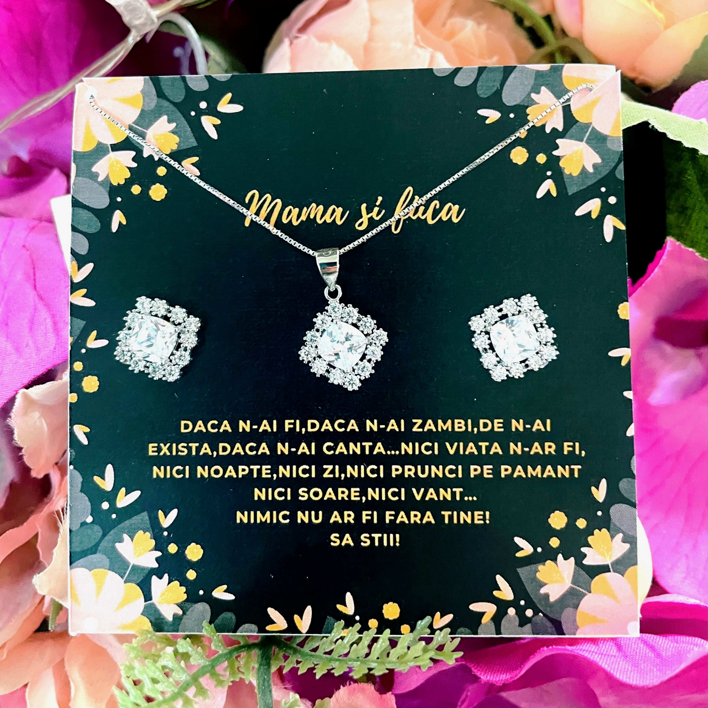 set argint cercei si colier