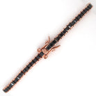 Bratara Tennis Argint 925 Rodiat Rose Gold 0.3 cm cu Diamante Cubic Zirconia Negre Princess Cut Bratara Lasardo Gioielli