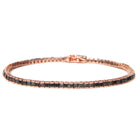 Bratara Tennis Argint 925 Rodiat Rose Gold 0.3 cm cu Diamante Cubic Zirconia Negre Princess Cut Bratara Lasardo Gioielli