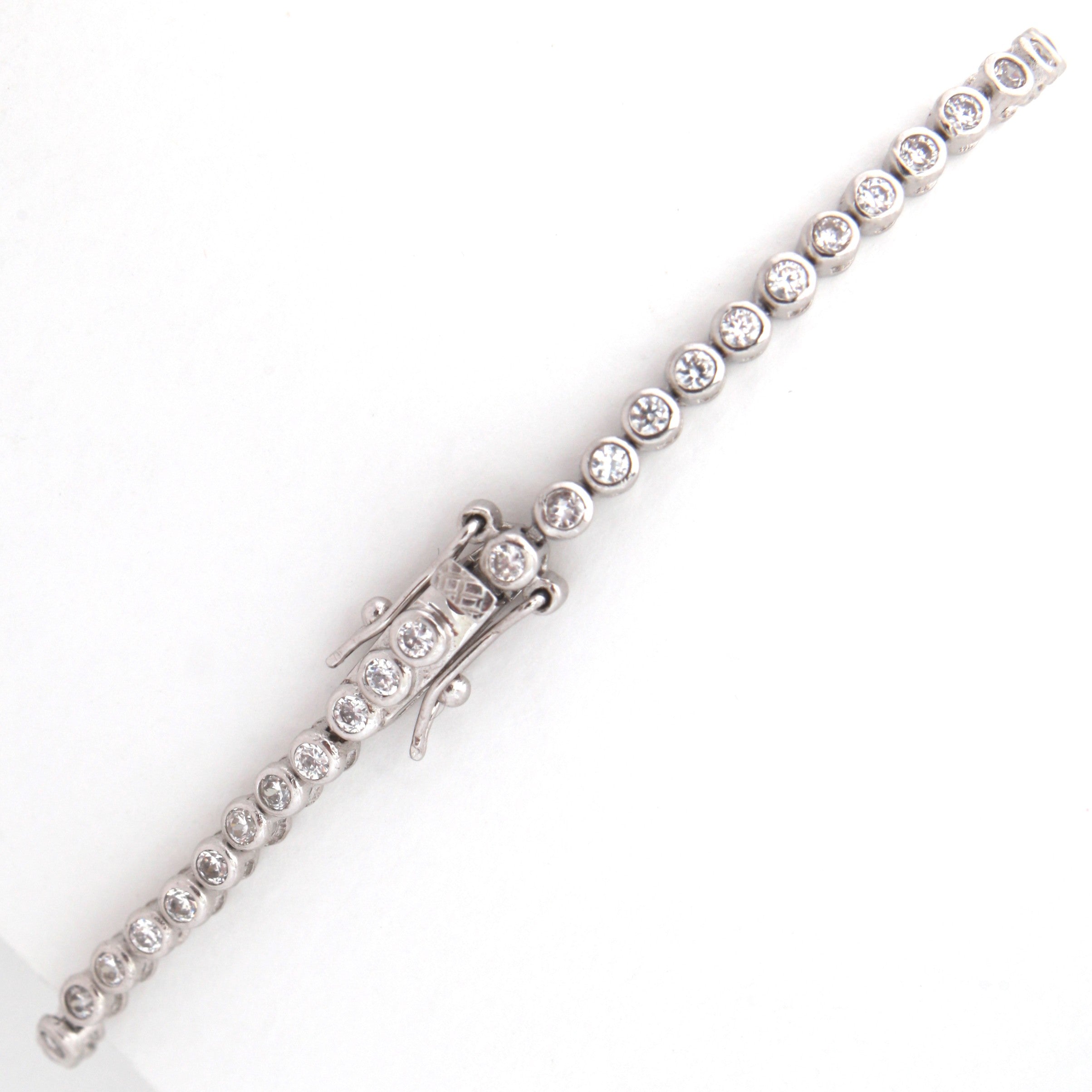 Bratara Tennis Argint 925 Rodiat 0.2 cm cu Diamante CZ Albe Cipollina Cut Bratara Lasardo Gioielli
