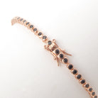 Bratara Tennis Argint 925 Rodiat Rose Gold 0.2 cm cu Diamante Cubic Zirconia Negre Cipollina Cut Bratara Lasardo Gioielli