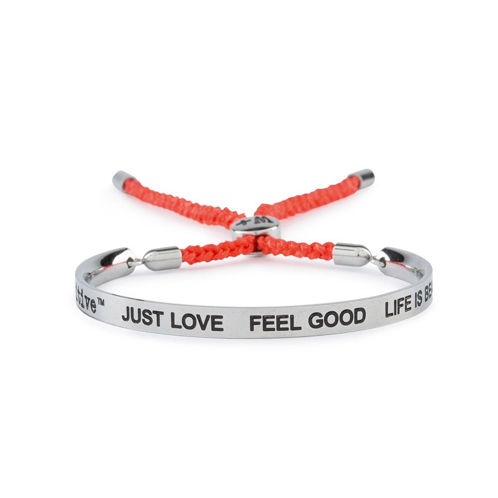 Bratara We Positive Argintie cu Snur Corai Colectia Friends Bratara Lasardo Gioielli