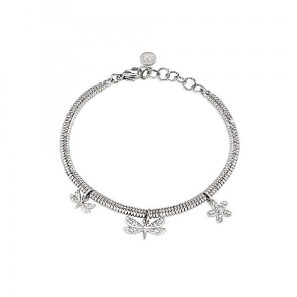 Bratara de dama Morellato din otel inoxidabil cu libelula si flori din cristale Swarovski Bratara Lasardo Gioielli