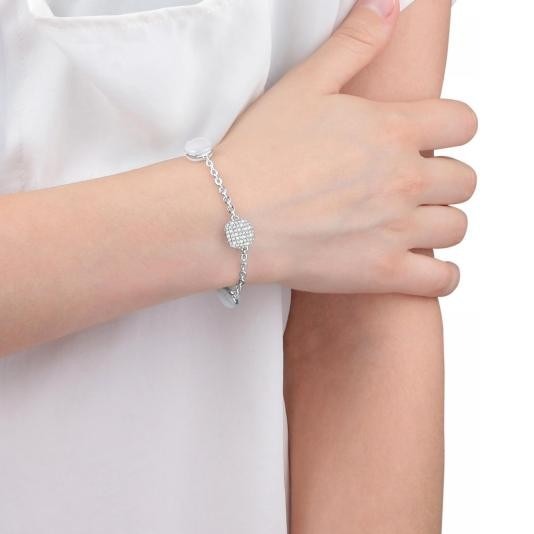 Bratara de dama Morellato din argint 925 rodiat cu charmsuri din cristale Swarovski si piatra naturala ochi de pisica Bratara Lasardo Gioielli