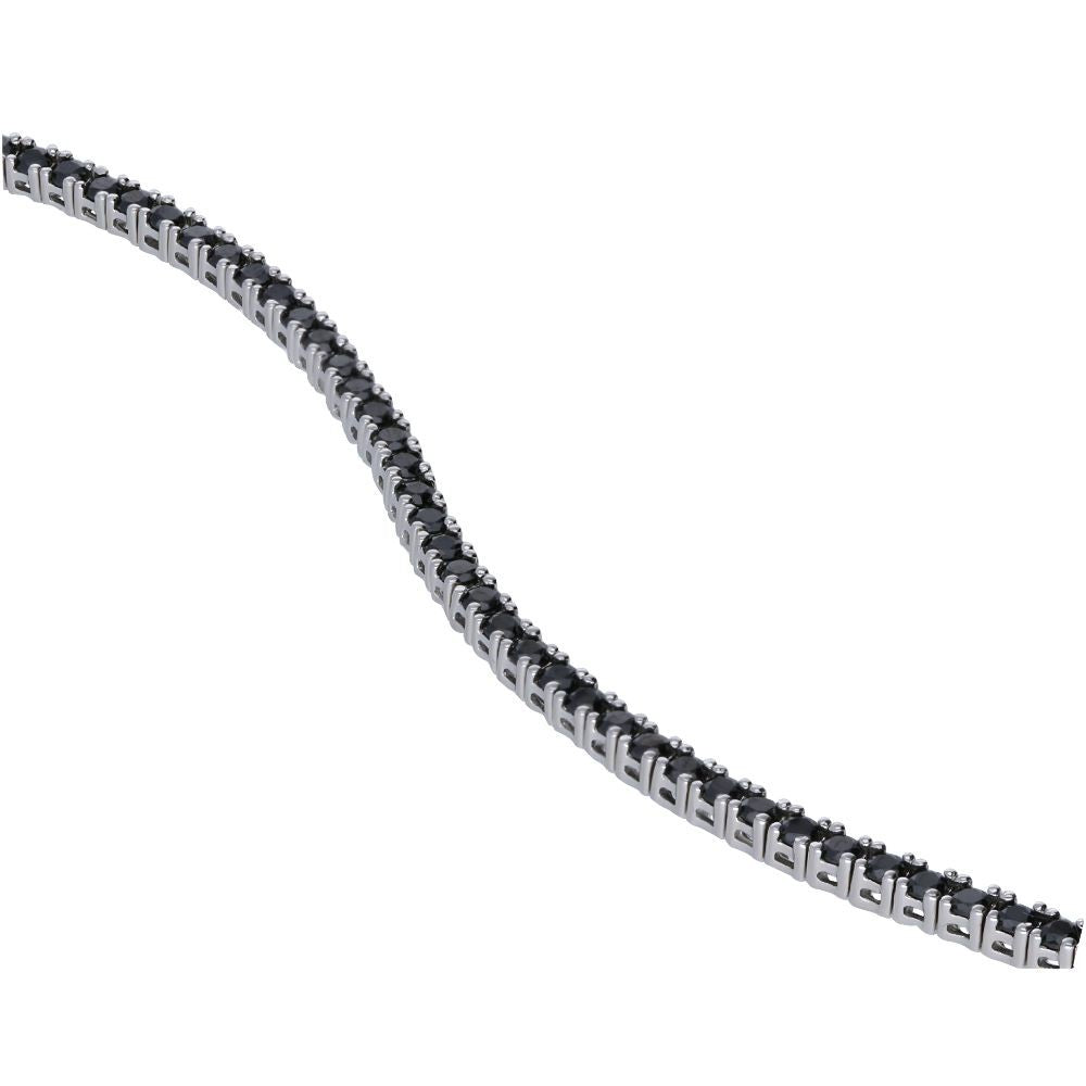 Bratara Tennis Argint 925 Rodiu Negru 0.2 cm cu Diamante Cubic Zirconia Negre Round Cut Bratara Lasardo Gioielli