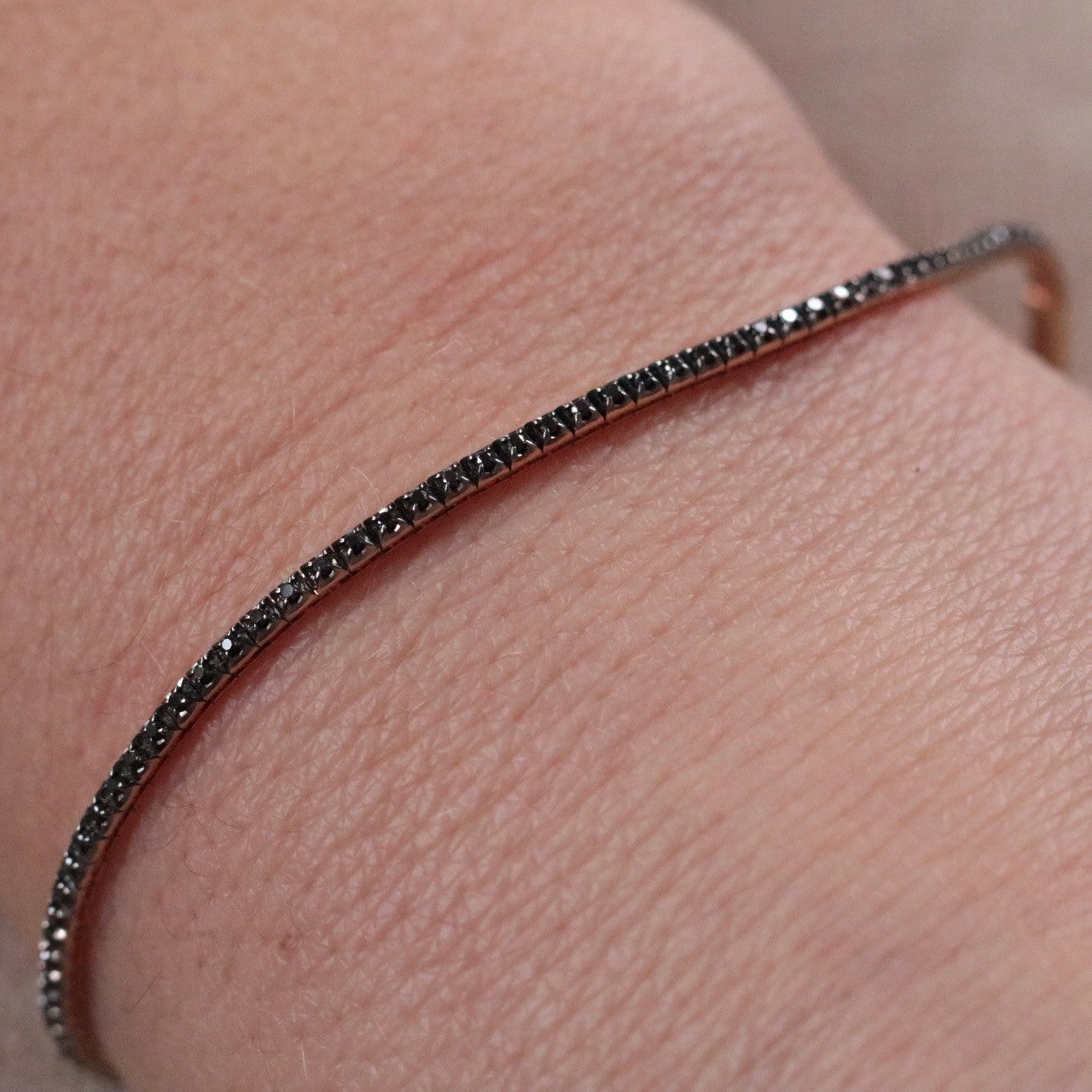 Bratara Tennis Argint 925 Rodiu Negru 0.2 cm cu Diamante Cubic Zirconia Negre Round Cut Bratara Lasardo Gioielli