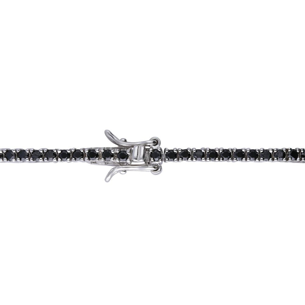 Bratara Tennis Argint 925 Rodiat 0.2 cm cu Diamante CZ Negre Round Cut Bratara Lasardo Gioielli