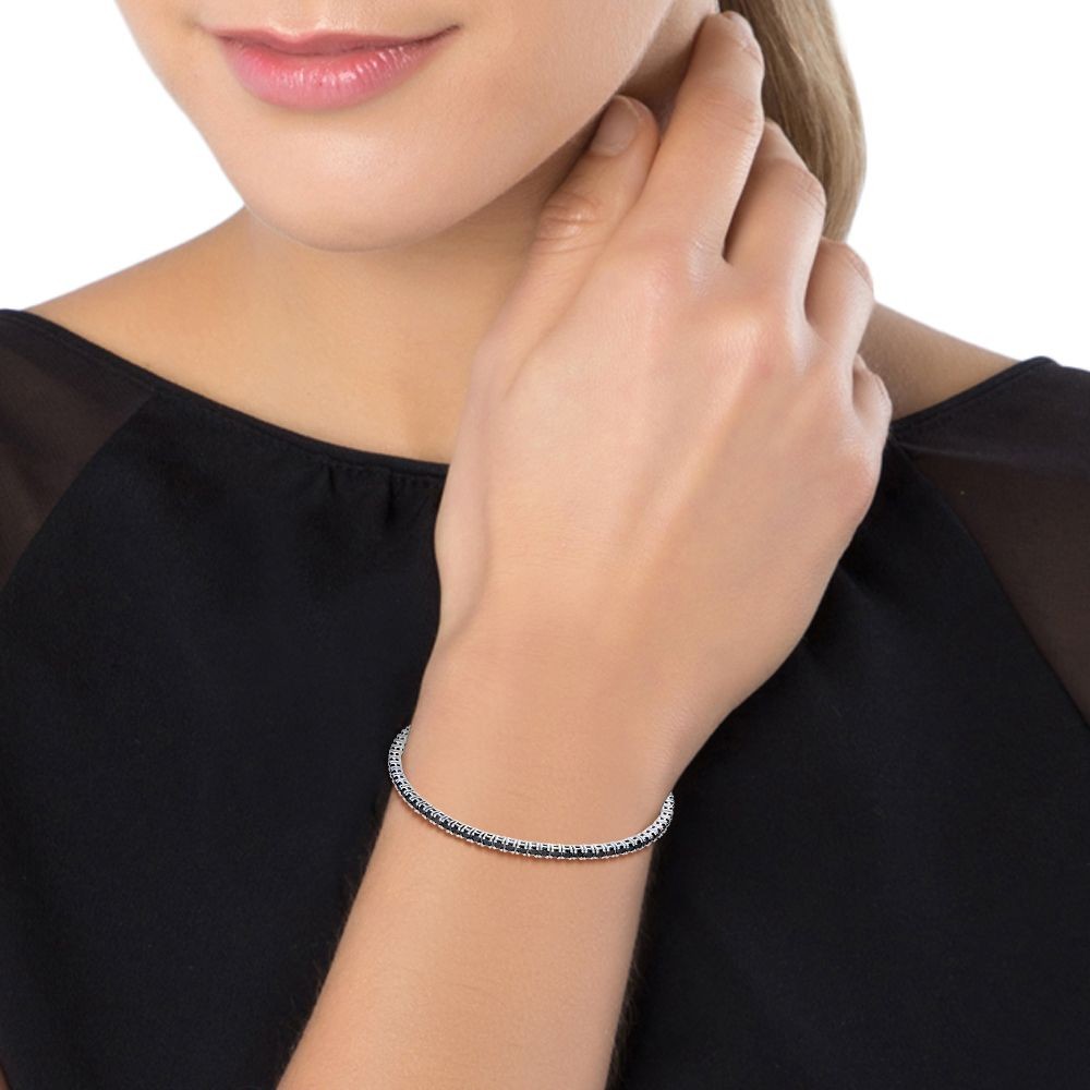 Bratara Tennis Argint 925 Rodiat 0.2 cm cu Diamante CZ Negre Round Cut Bratara Lasardo Gioielli