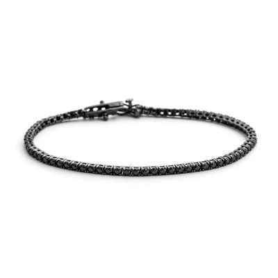 Bratara Tennis Argint 925 Rodiu Negru 0.2 cm cu Diamante Cubic Zirconia Negre Round Cut Bratara Lasardo Gioielli