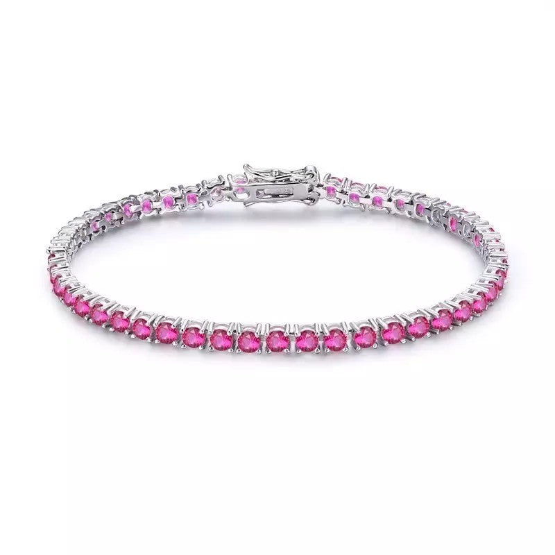 Bratara tennis argint 925 rodiat cu diamante CZ ciclame 0,3 cm Bratara Lasardo Gioielli